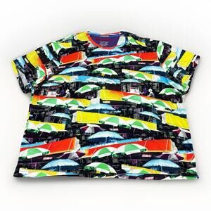 Robert Graham Men's 3XL Multi Abstract Umbrella Print Art Graphic T Shirt Cotton